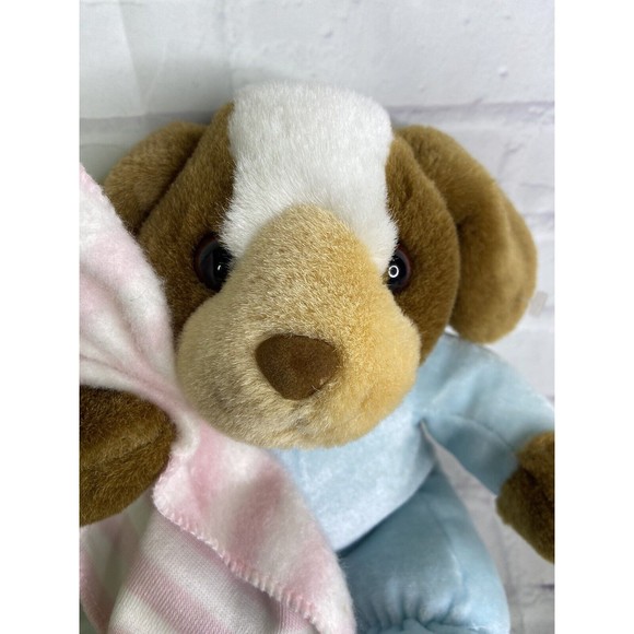 Commonwealth Puppy Dog Plush Stuffed Animal Baby Lovey Blue  Commonwealth Puppy Dog Plush Stuffed Animal Baby Lovey Blue Velour PJs Blanket
